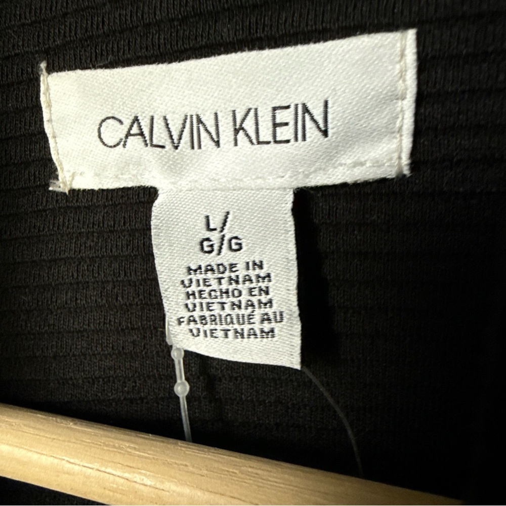 CALVIN KLEIN WOMEN’S MODERN ESSENTIALS Open Jacket Black W/Gold Zippers Sz L NWT - Picture 4 of 12